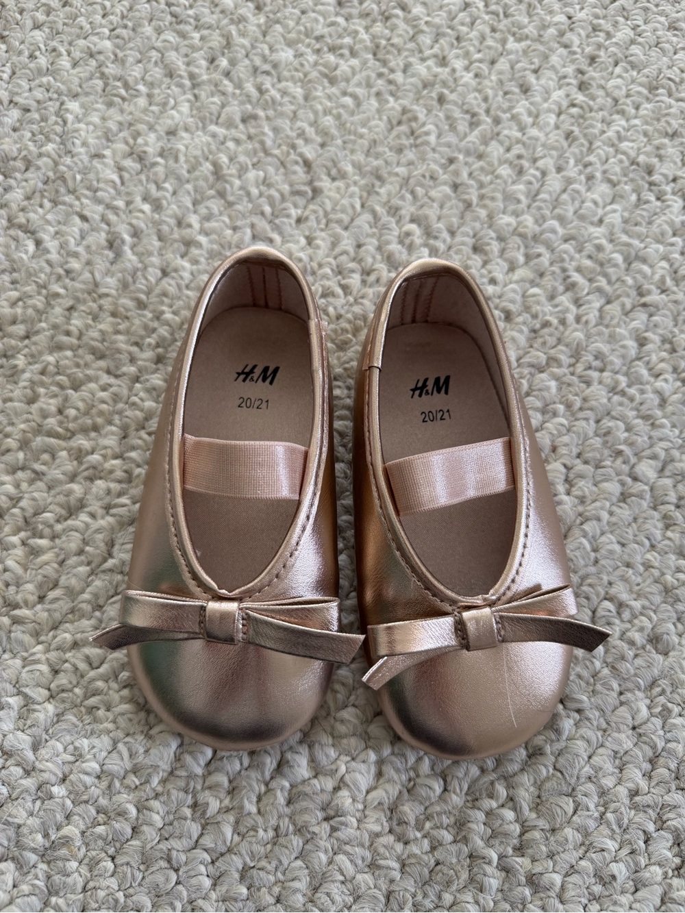 H&M Kids Metallic Rose Ballet Flats with Bow Detail